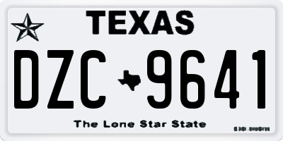 TX license plate DZC9641