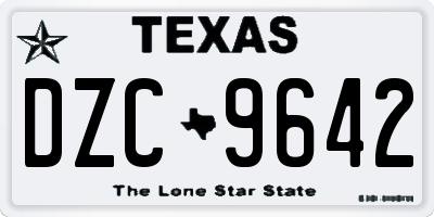 TX license plate DZC9642