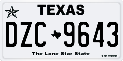 TX license plate DZC9643