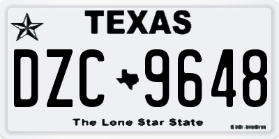 TX license plate DZC9648
