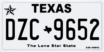 TX license plate DZC9652