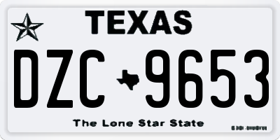 TX license plate DZC9653