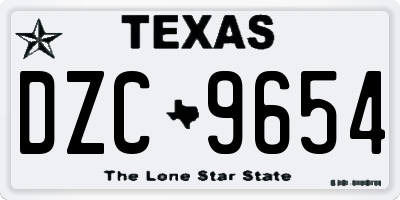 TX license plate DZC9654