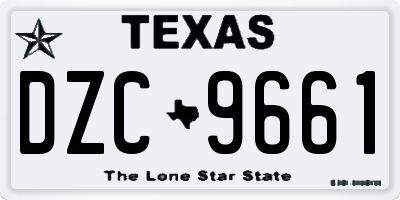 TX license plate DZC9661