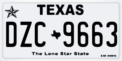 TX license plate DZC9663