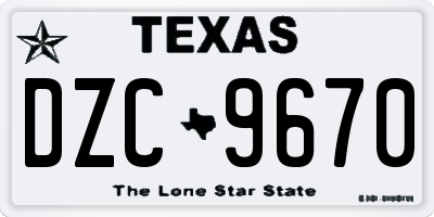 TX license plate DZC9670