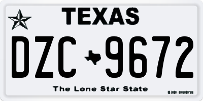 TX license plate DZC9672