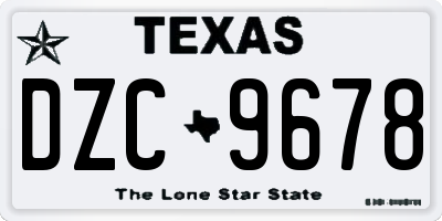 TX license plate DZC9678