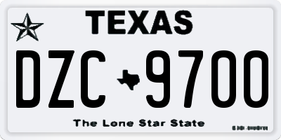TX license plate DZC9700