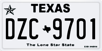 TX license plate DZC9701