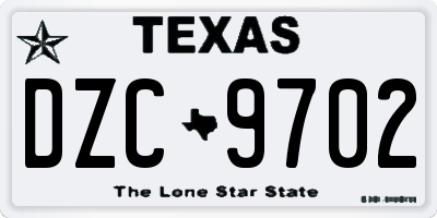 TX license plate DZC9702