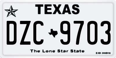 TX license plate DZC9703