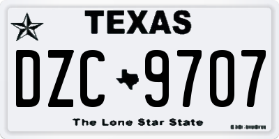 TX license plate DZC9707