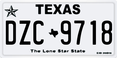 TX license plate DZC9718