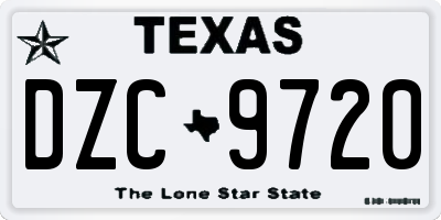 TX license plate DZC9720