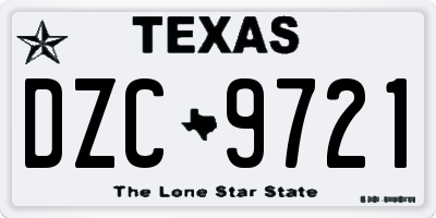 TX license plate DZC9721