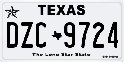 TX license plate DZC9724
