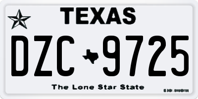 TX license plate DZC9725