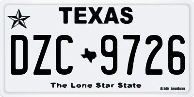 TX license plate DZC9726