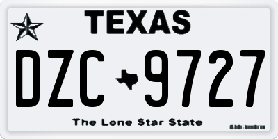 TX license plate DZC9727