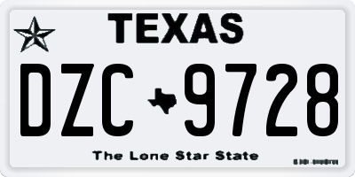 TX license plate DZC9728