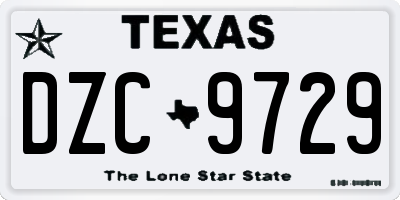 TX license plate DZC9729