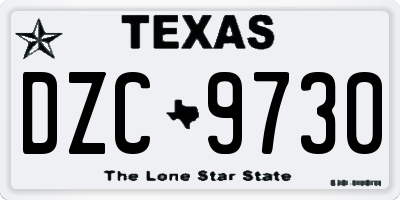TX license plate DZC9730