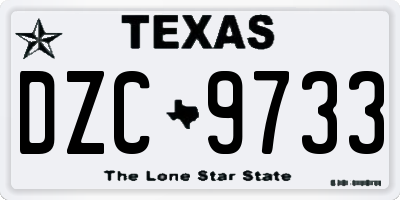 TX license plate DZC9733