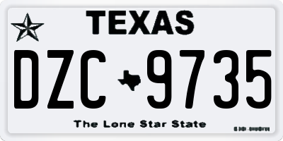 TX license plate DZC9735