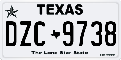 TX license plate DZC9738