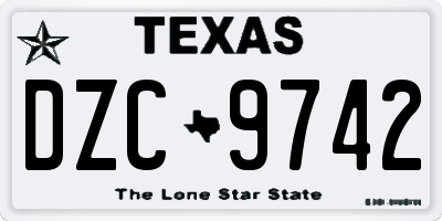 TX license plate DZC9742