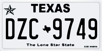 TX license plate DZC9749