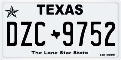 TX license plate DZC9752