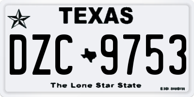 TX license plate DZC9753