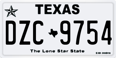TX license plate DZC9754