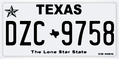 TX license plate DZC9758