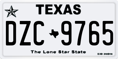 TX license plate DZC9765