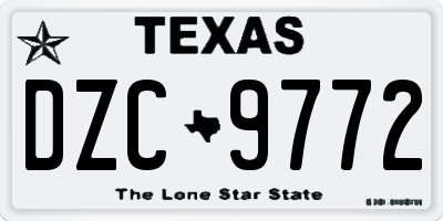 TX license plate DZC9772