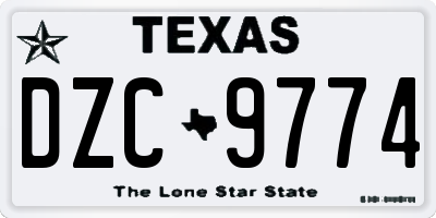 TX license plate DZC9774