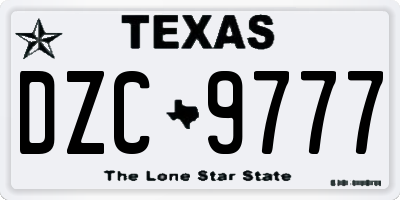 TX license plate DZC9777