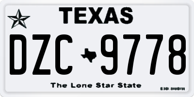 TX license plate DZC9778
