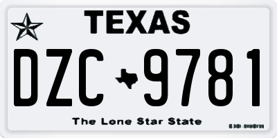 TX license plate DZC9781