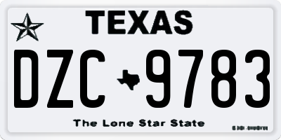 TX license plate DZC9783
