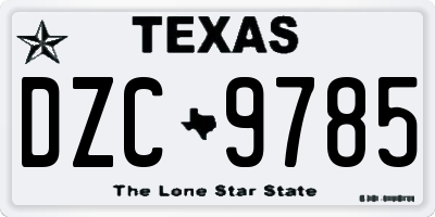TX license plate DZC9785