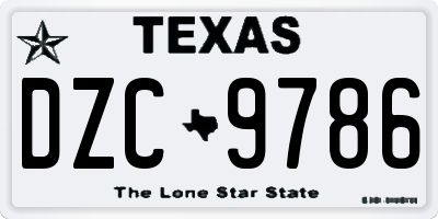 TX license plate DZC9786