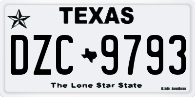 TX license plate DZC9793
