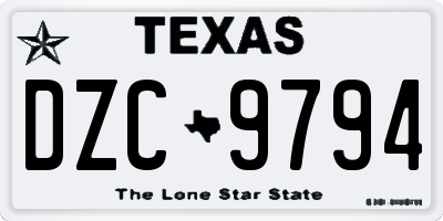 TX license plate DZC9794