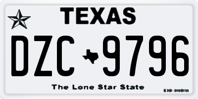 TX license plate DZC9796