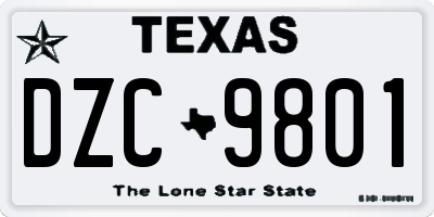 TX license plate DZC9801