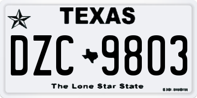 TX license plate DZC9803